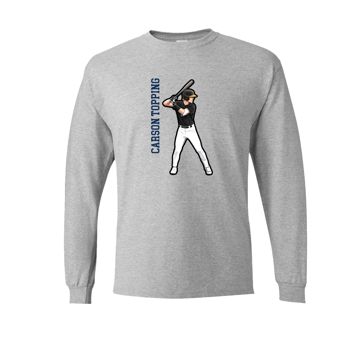 Long Sleeve Tee — Name Vertical in Grey