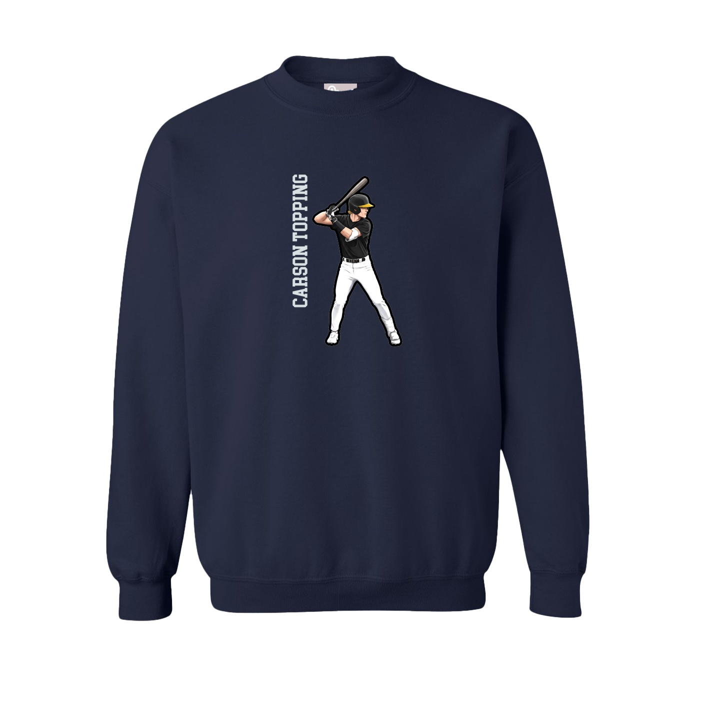 Fleece Crew — Name Vertical in Navy