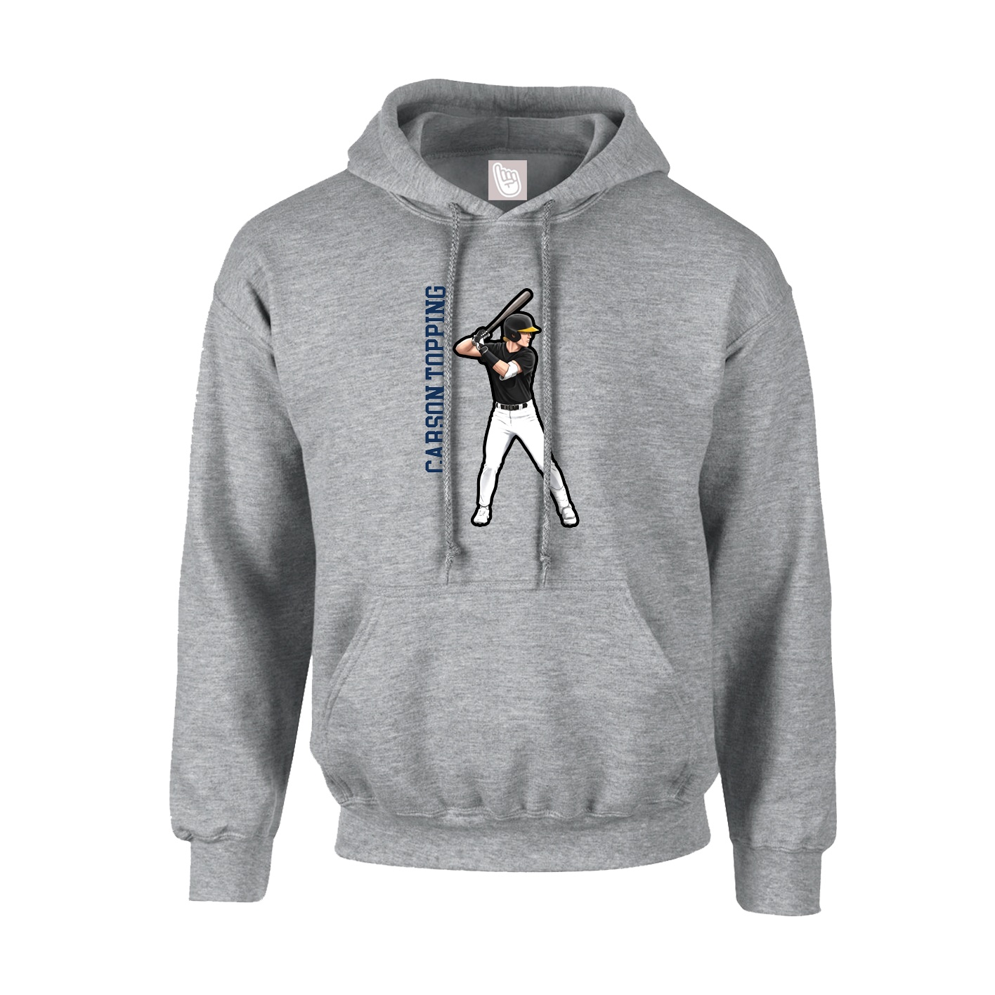 Youth Hoodie — Name Vertical in Grey