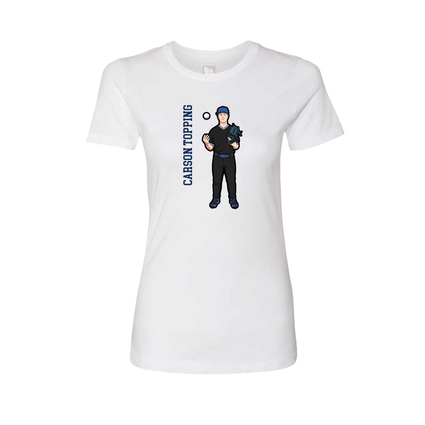 Fitted Women's Tee — Name Vertical in White