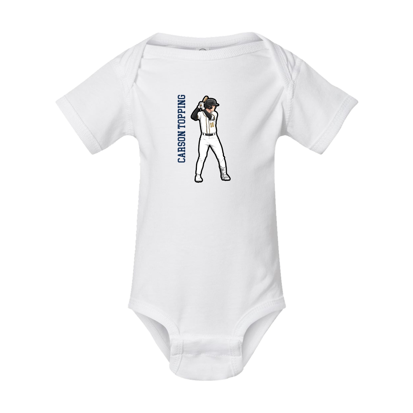 Baby Onesie — Name Vertical in White