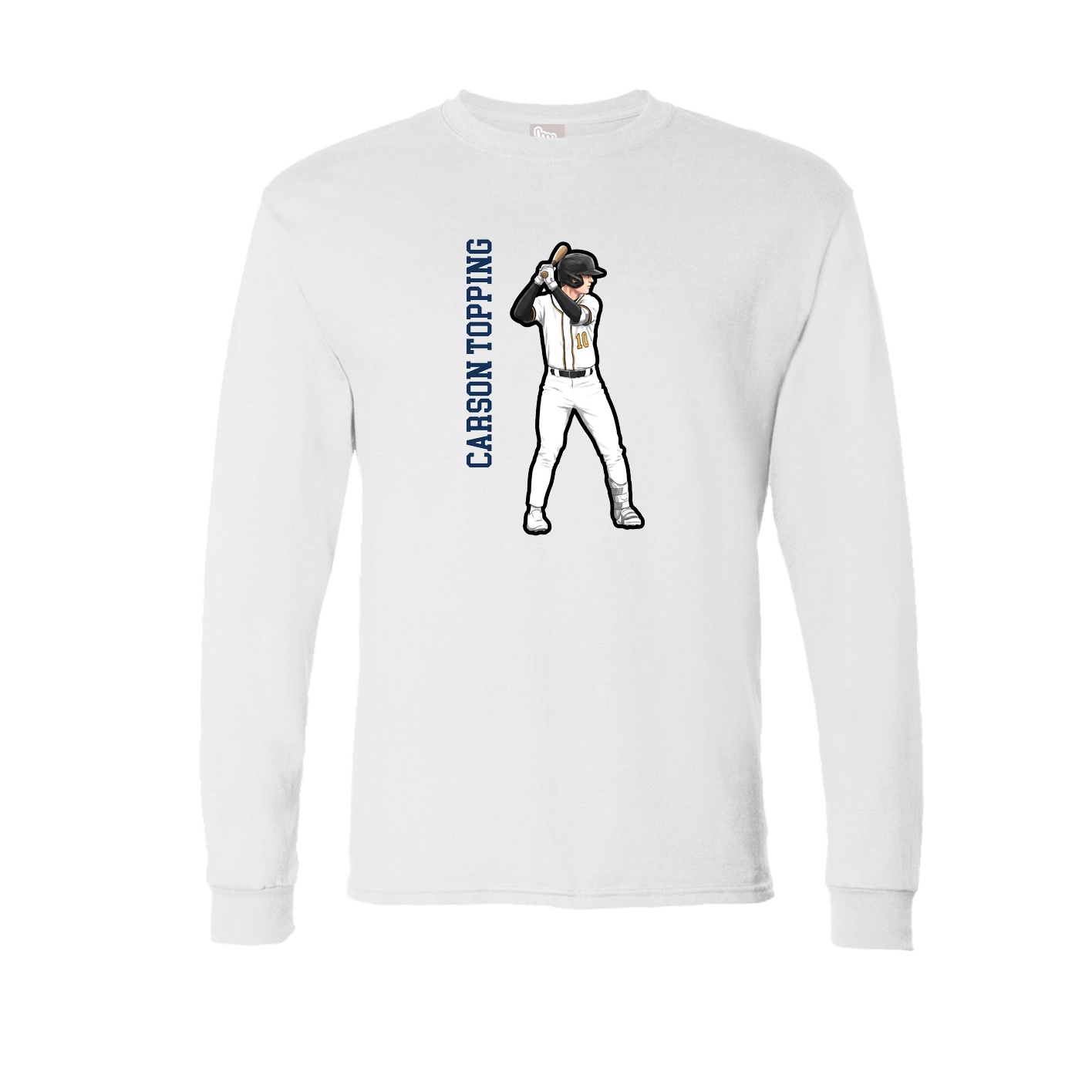 Long Sleeve Tee — Name Vertical in White