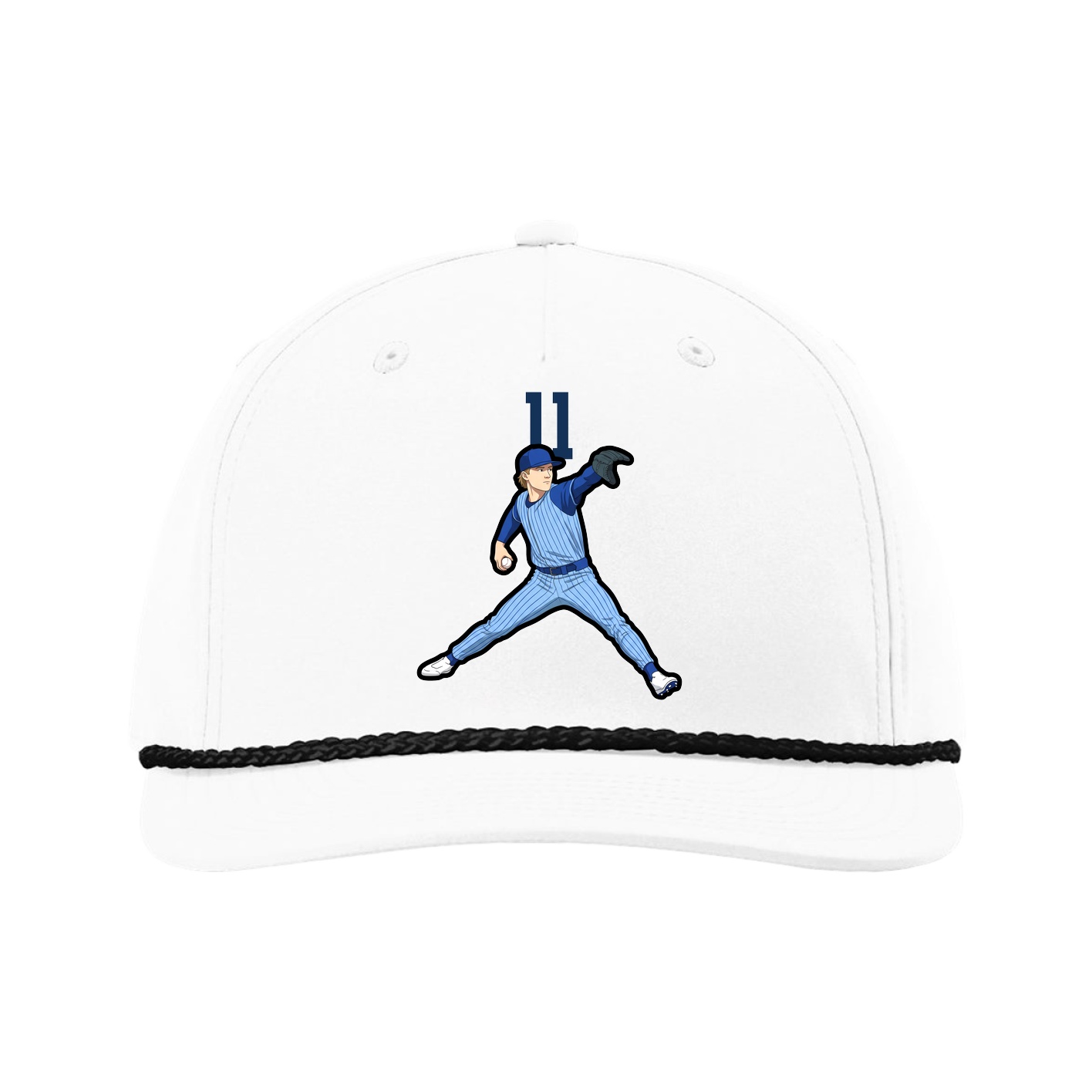 Five-Panel Classic Rope Cap — Number Top in White