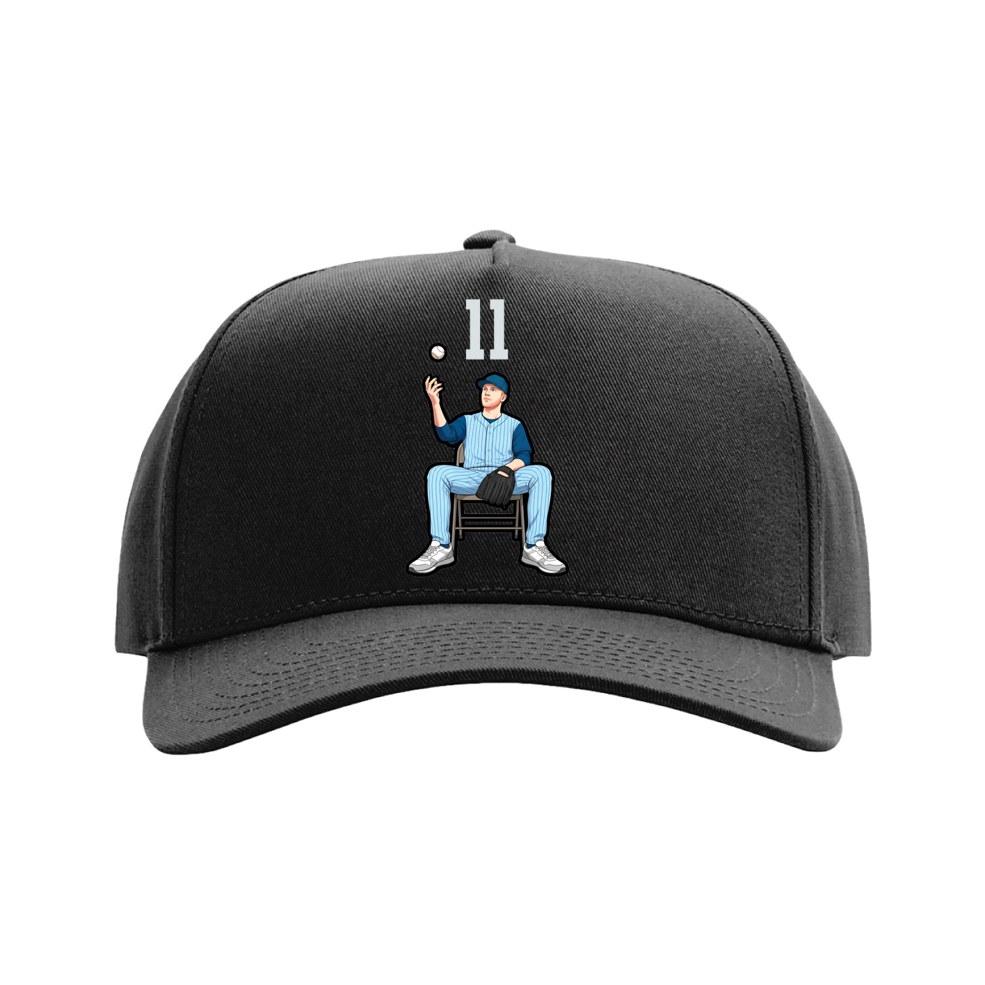 Full Fabric Five-Panel Champ Cap — Number Top in Black