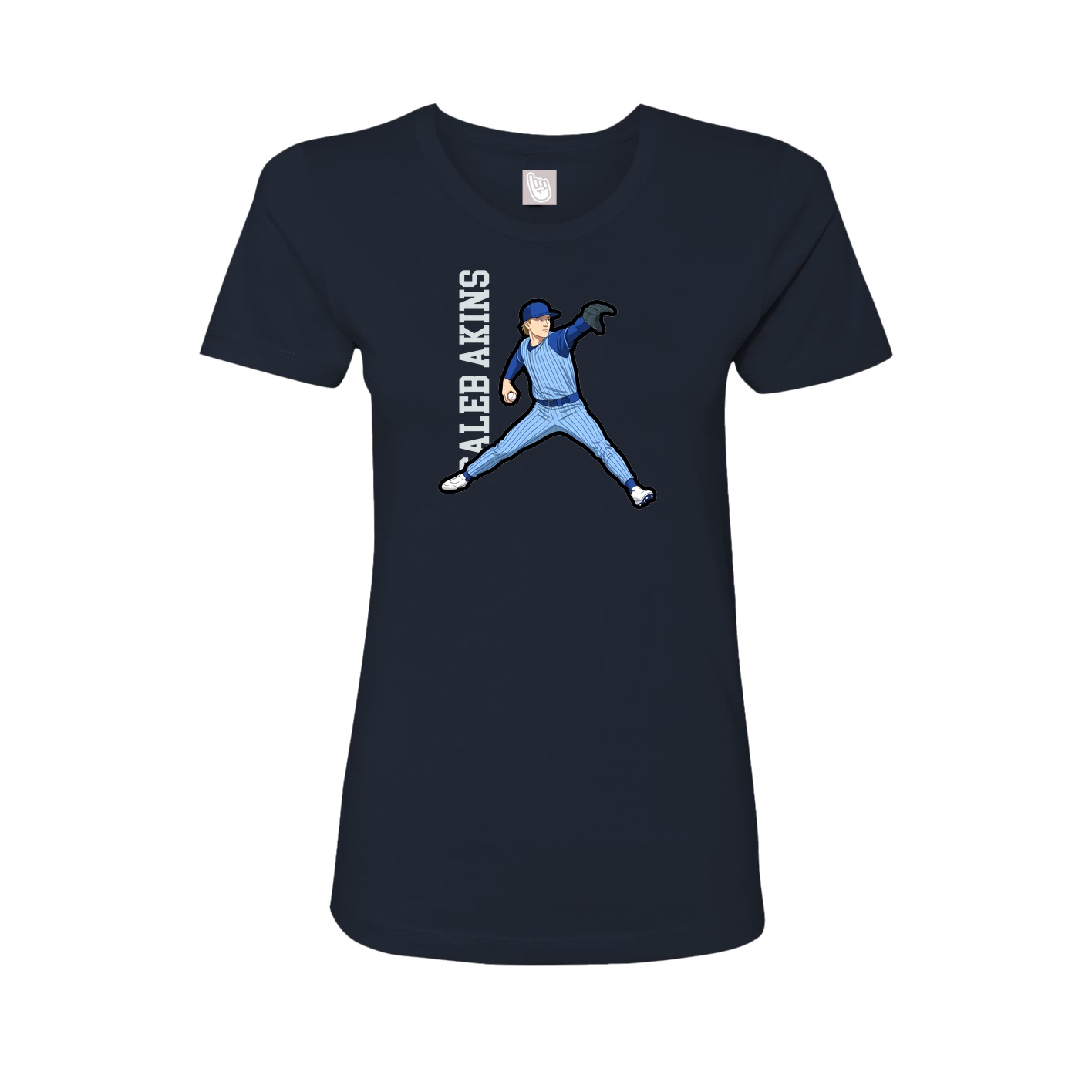 Fitted Women's Tee — Name Vertical in Navy