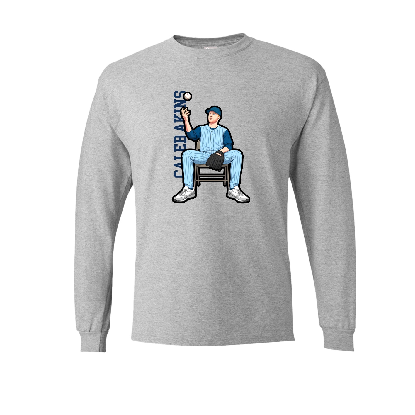 Long Sleeve Tee — Name Vertical in Grey