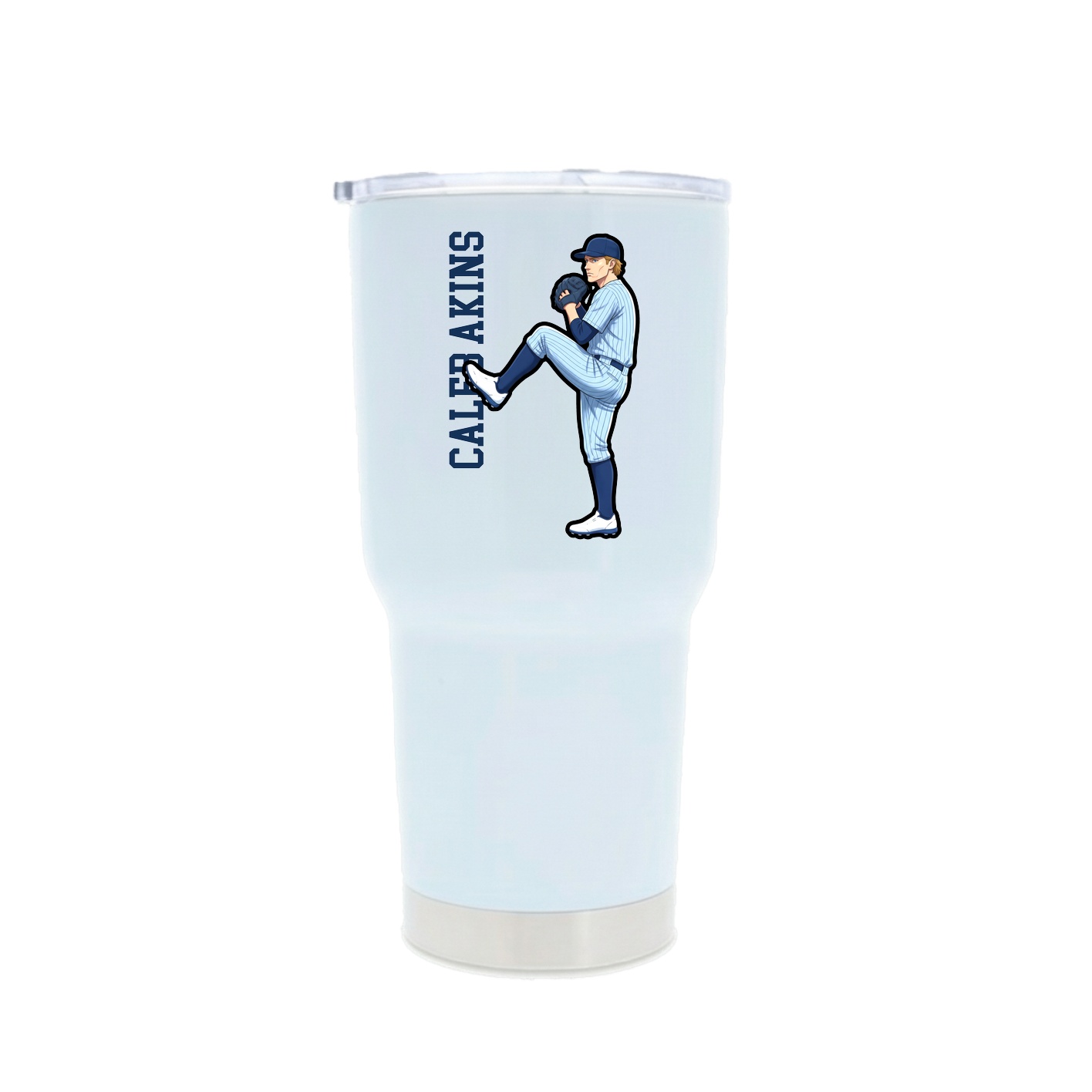 30oz Stainless Steel Tumbler — Name Vertical in White