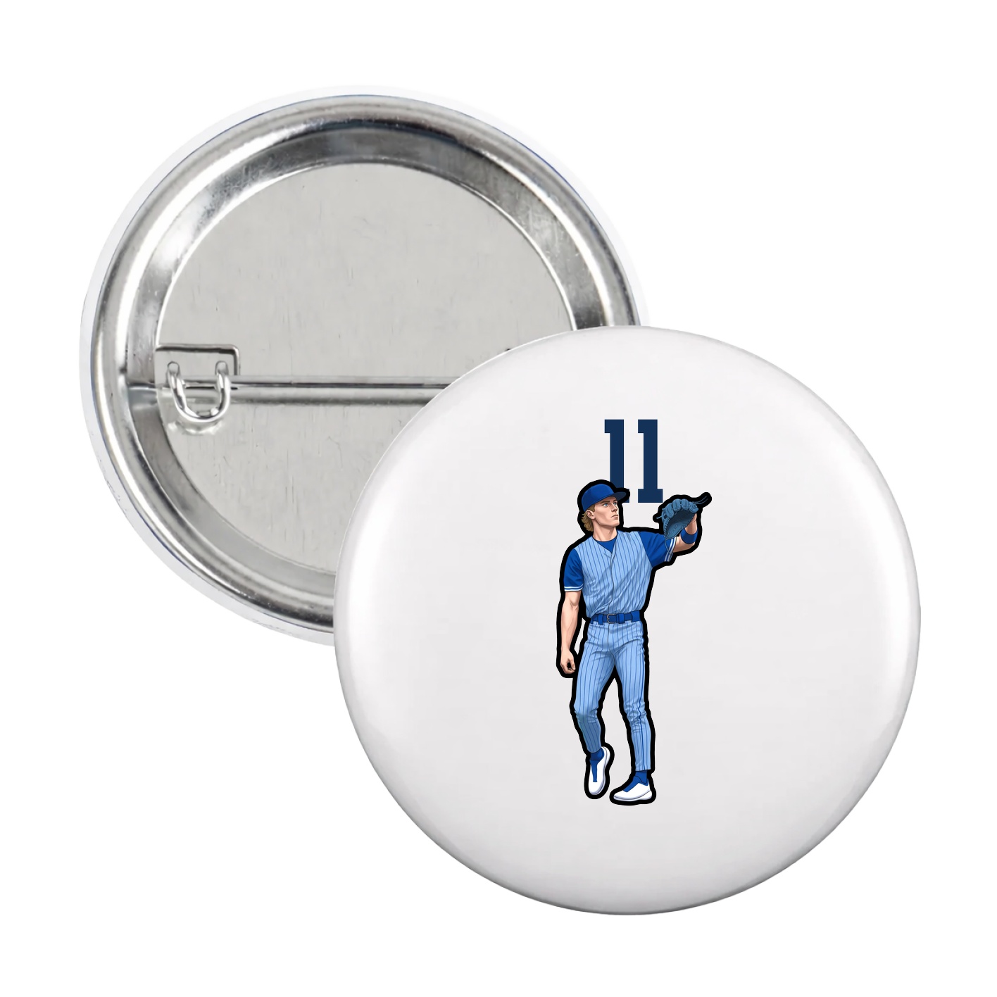 Game Day Button — Number Top in White