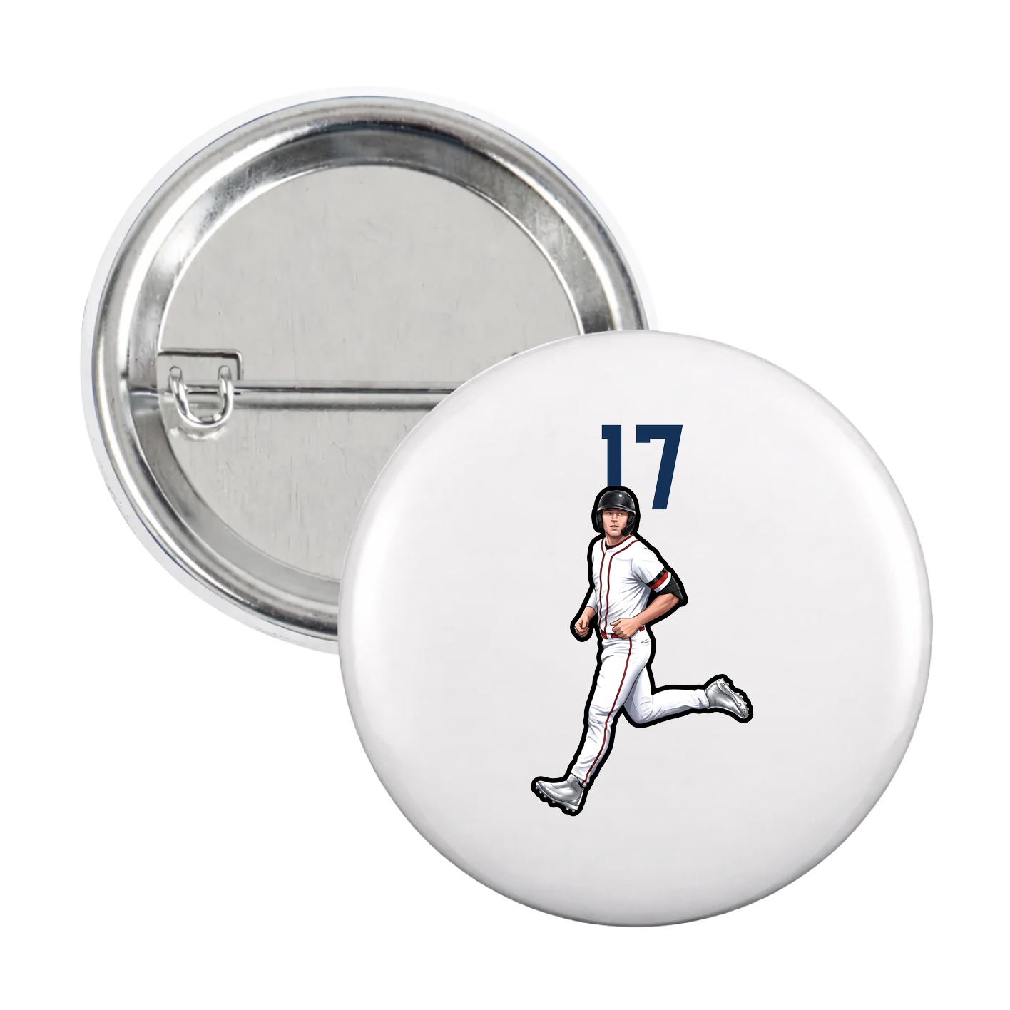 Game Day Button — Number Top in White