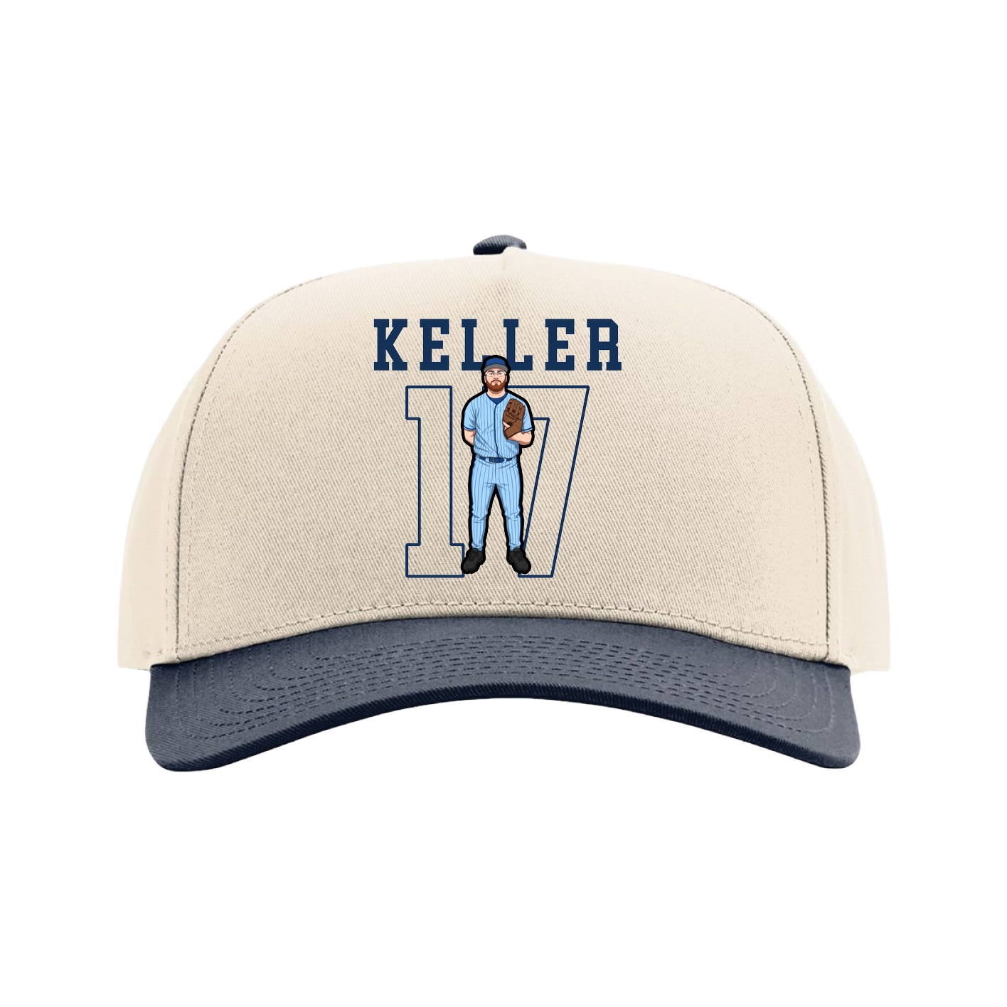 Full Fabric Five-Panel Champ Cap — Shirsey in Cream/Navy