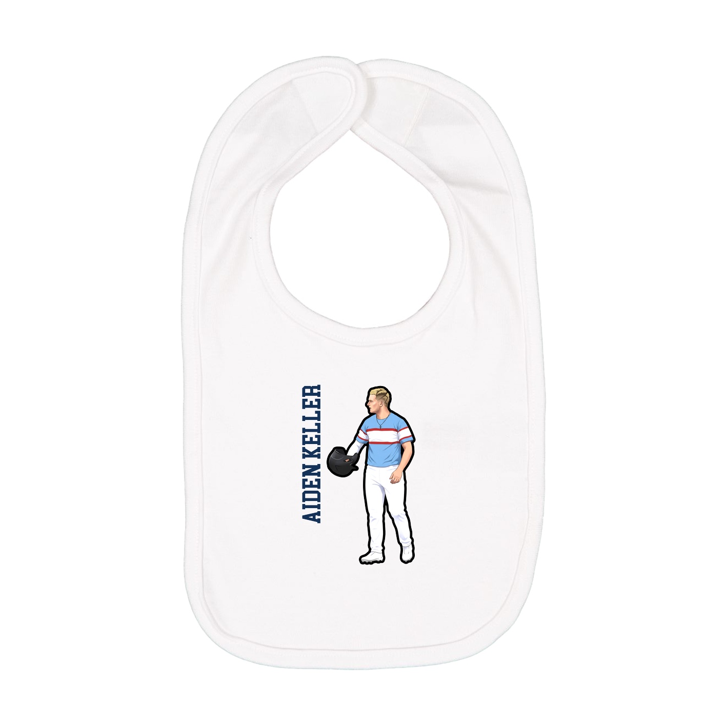 Infant Bib — Name Vertical in White