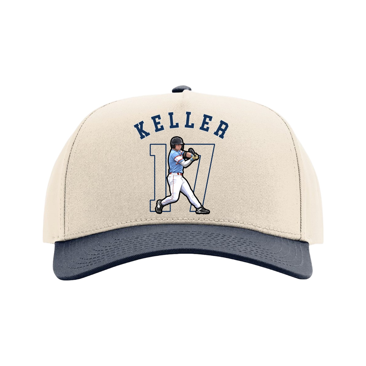 Full Fabric Five-Panel Champ Cap — Shirsey Arch in Cream/Navy