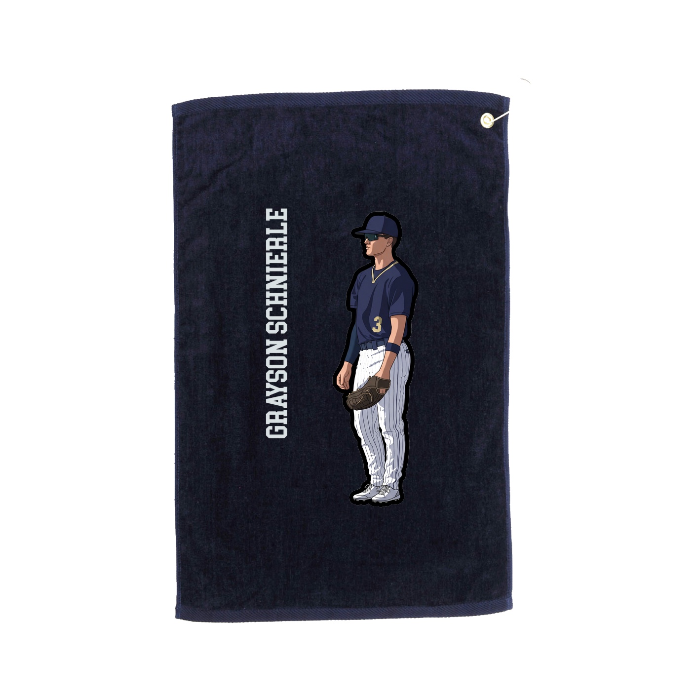 Golf Towel — Name Vertical in Navy