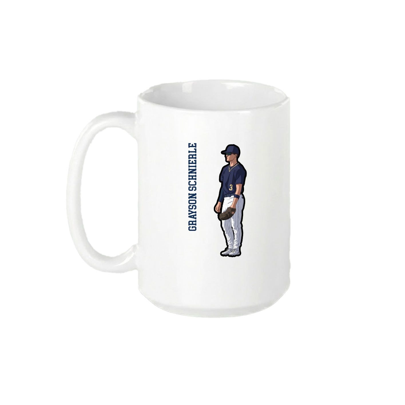15oz Coffee Mug — Name Vertical in White