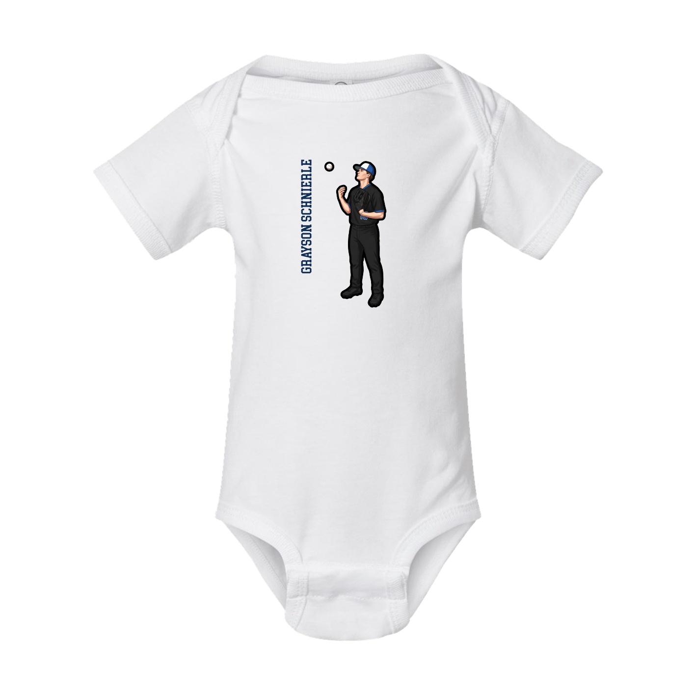 Baby Onesie — Name Vertical in White