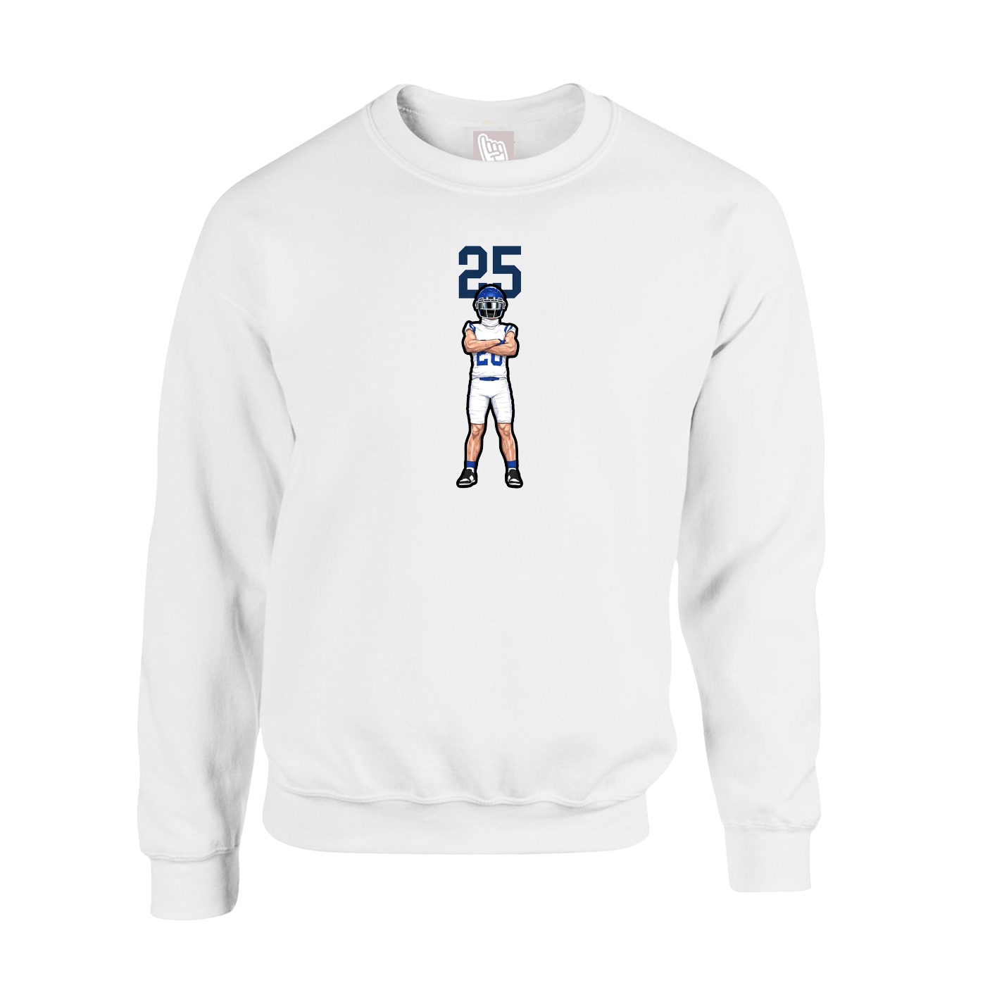 Fleece Crew — Number Top in White