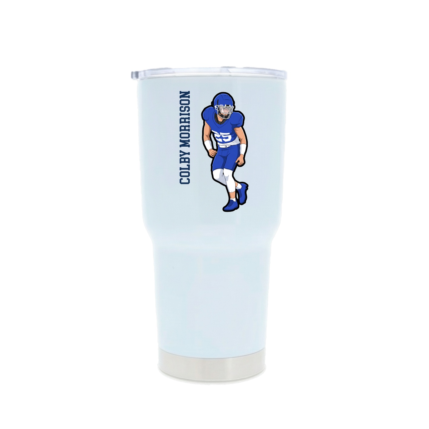 30oz Stainless Steel Tumbler — Name Vertical in White