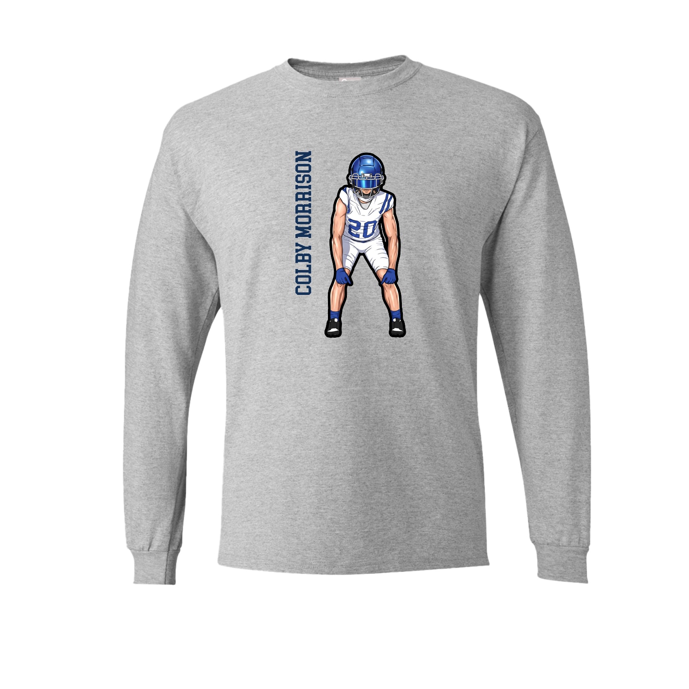 Long Sleeve Tee — Name Vertical in Grey