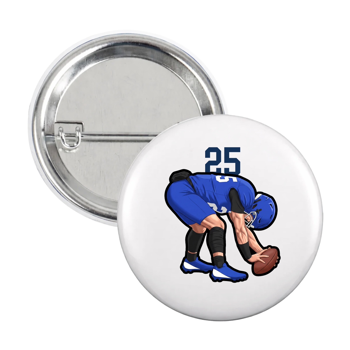 Game Day Button — Number Top in White