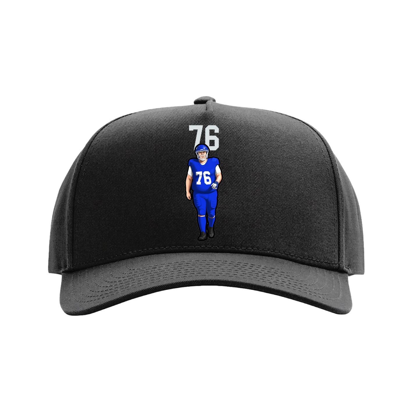 Full Fabric Five-Panel Champ Cap — Number Top in Black