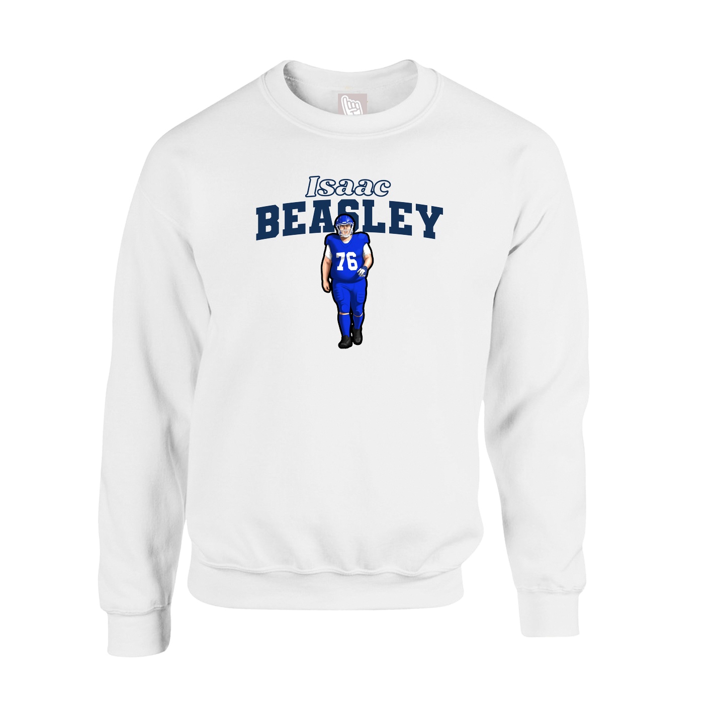 Fleece Crew — Name Arch in White