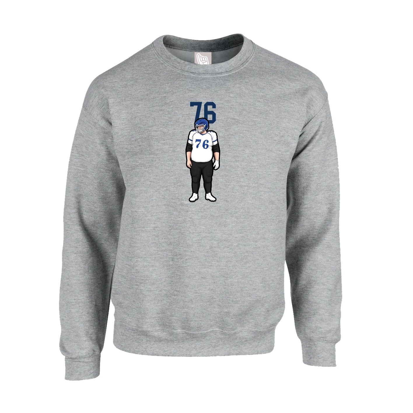 Fleece Crew — Number Top in Grey