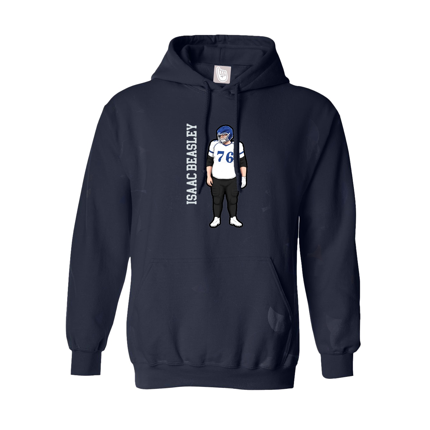 Hoodie — Name Vertical in Navy