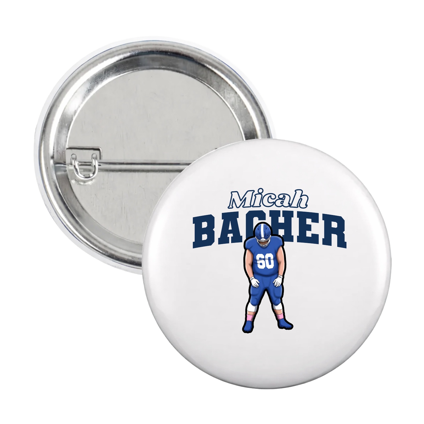 Game Day Button — Name Arch in White