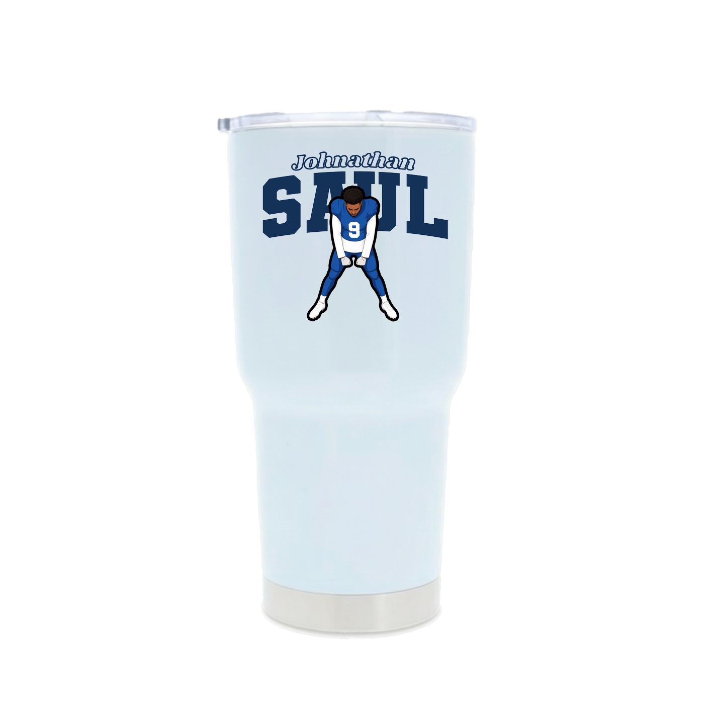 30oz Stainless Steel Tumbler — Name Arch in White