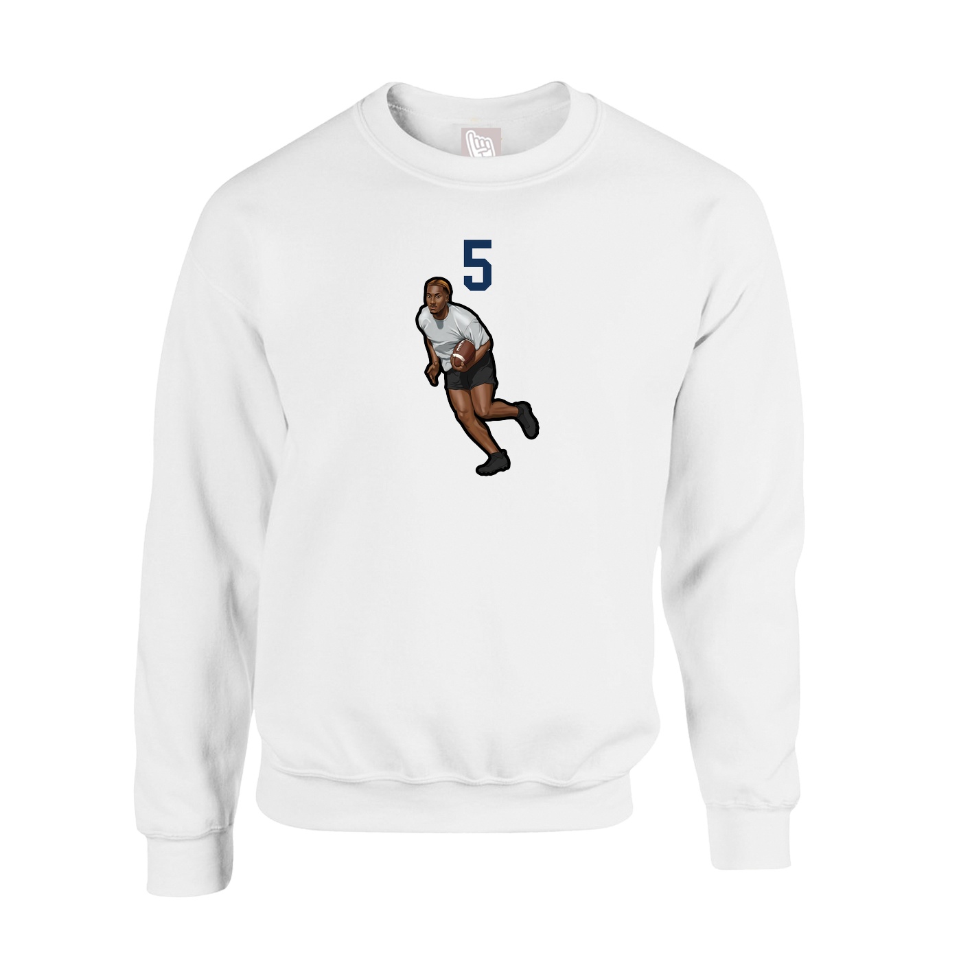 Fleece Crew — Number Top in White