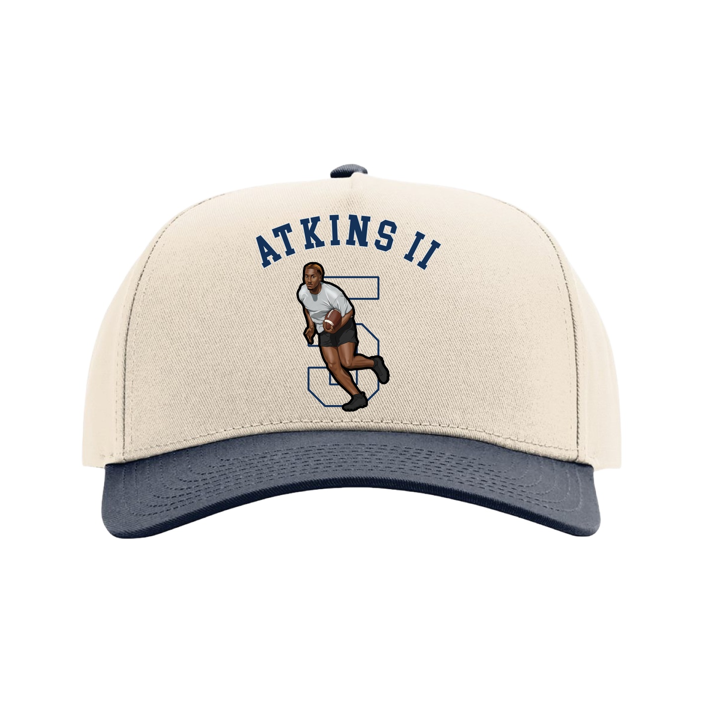 Full Fabric Five-Panel Champ Cap — Shirsey Arch in Cream/Navy