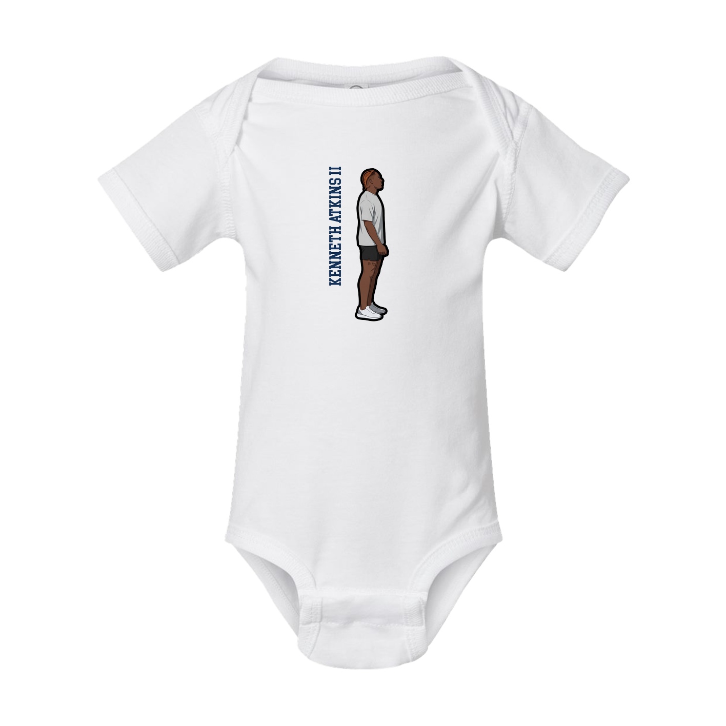 Baby Onesie — Name Vertical in White