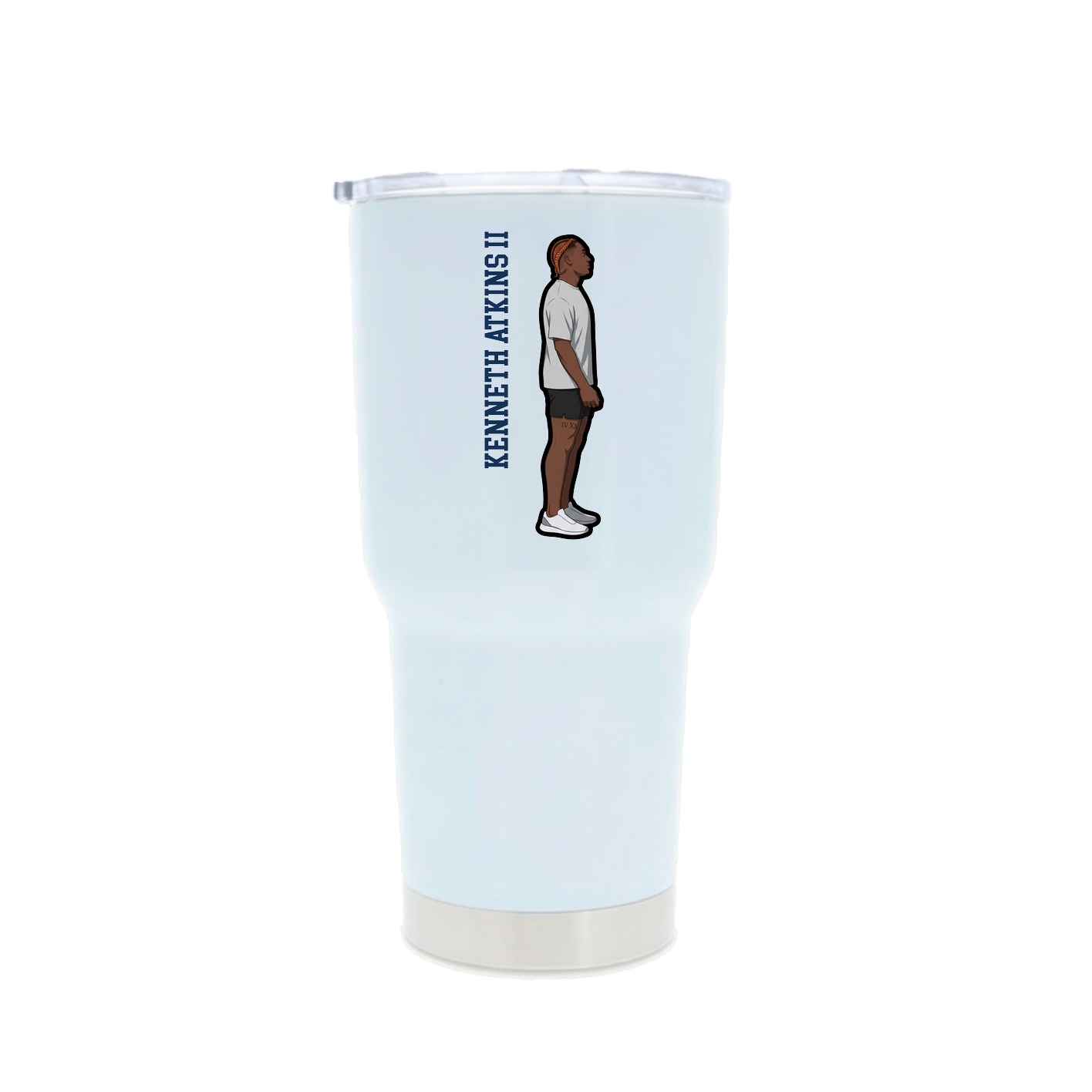 30oz Stainless Steel Tumbler — Name Vertical in White