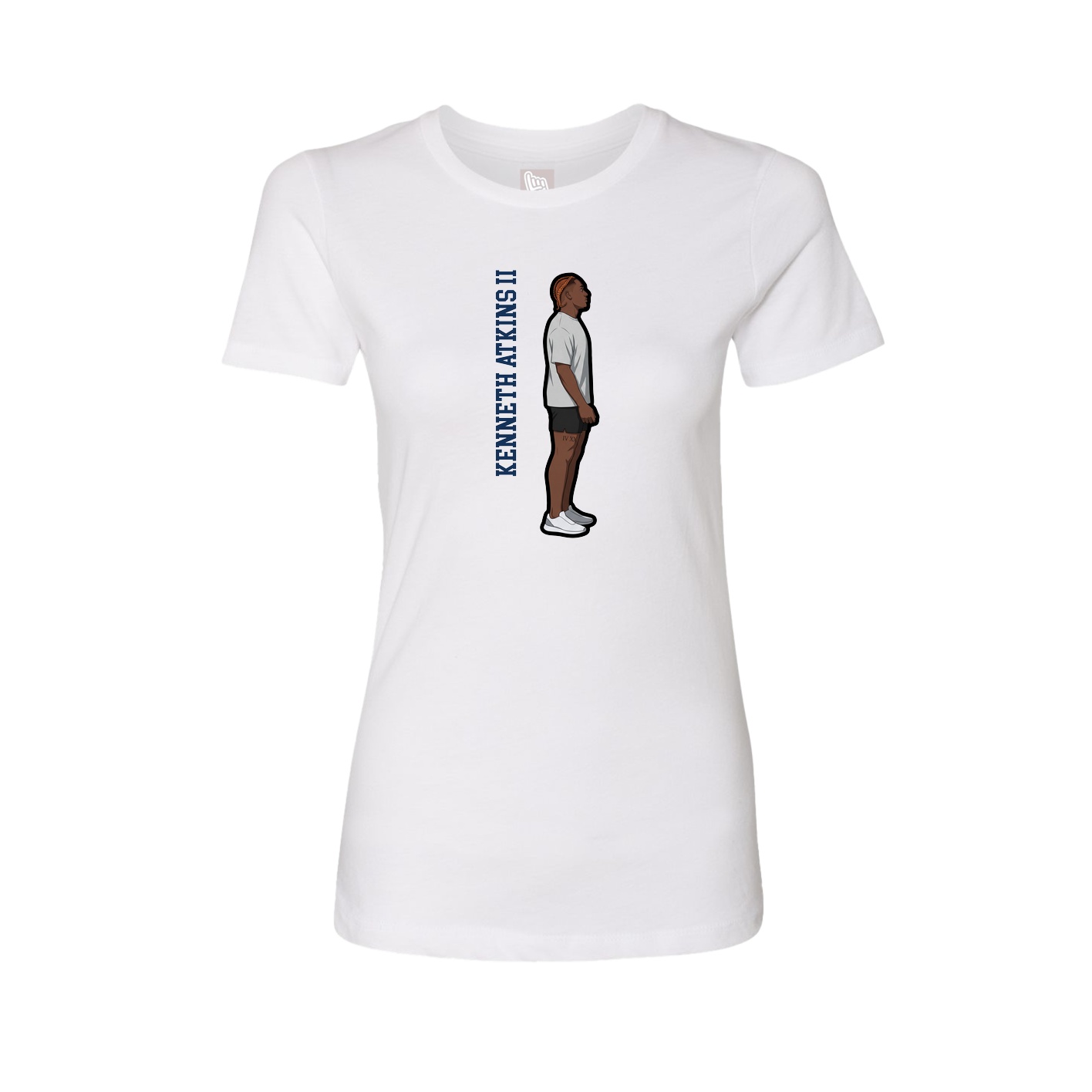 Fitted Women's Tee — Name Vertical in White
