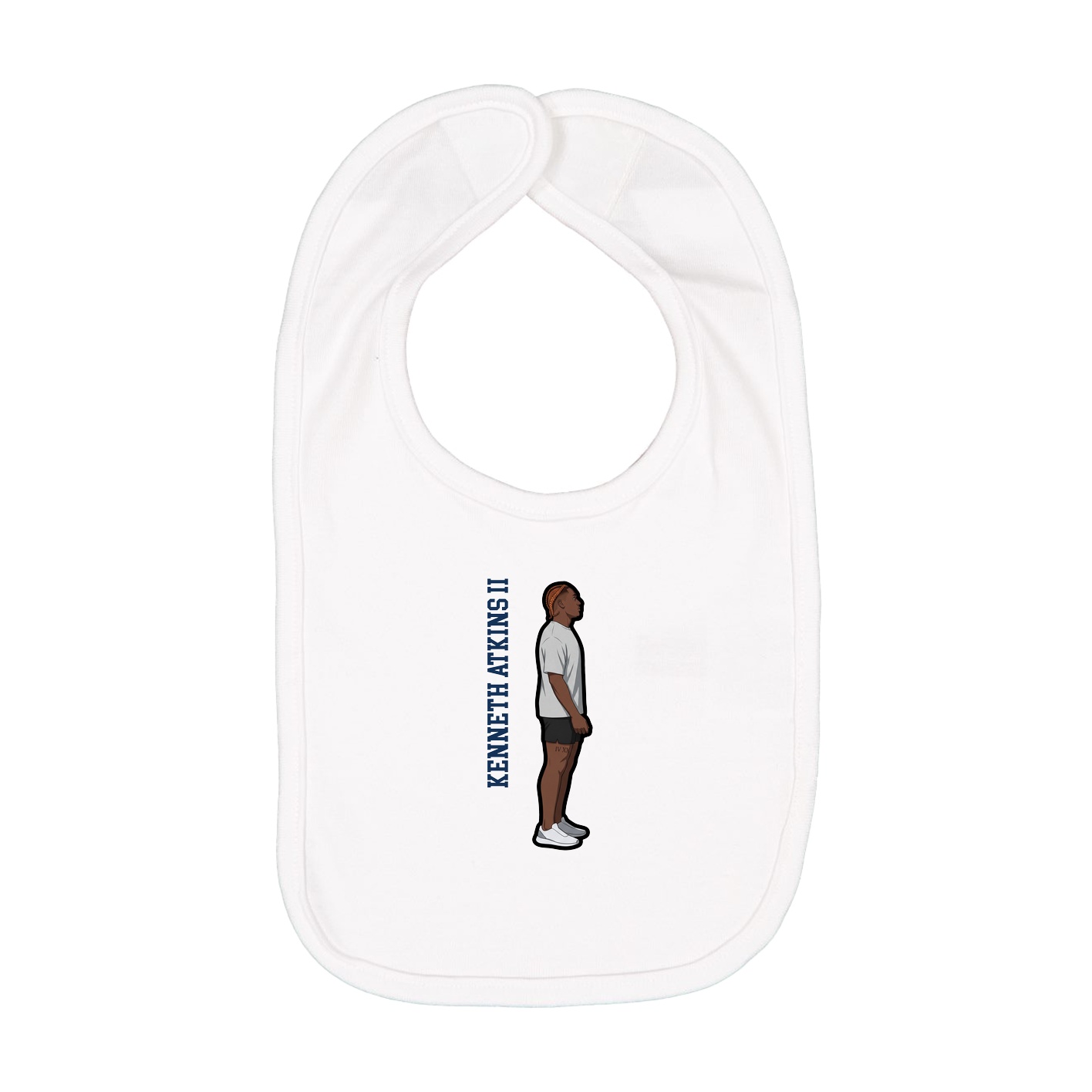 Infant Bib — Name Vertical in White