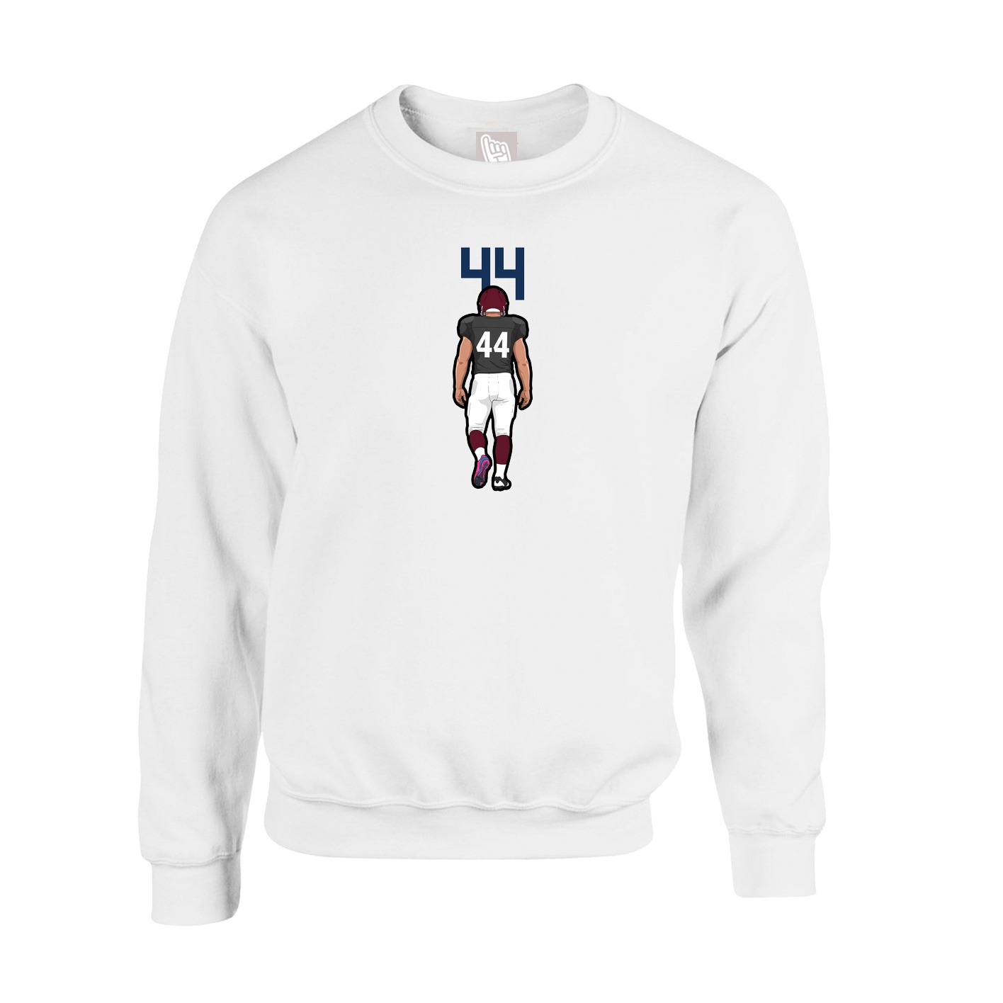 Fleece Crew — Number Top in White