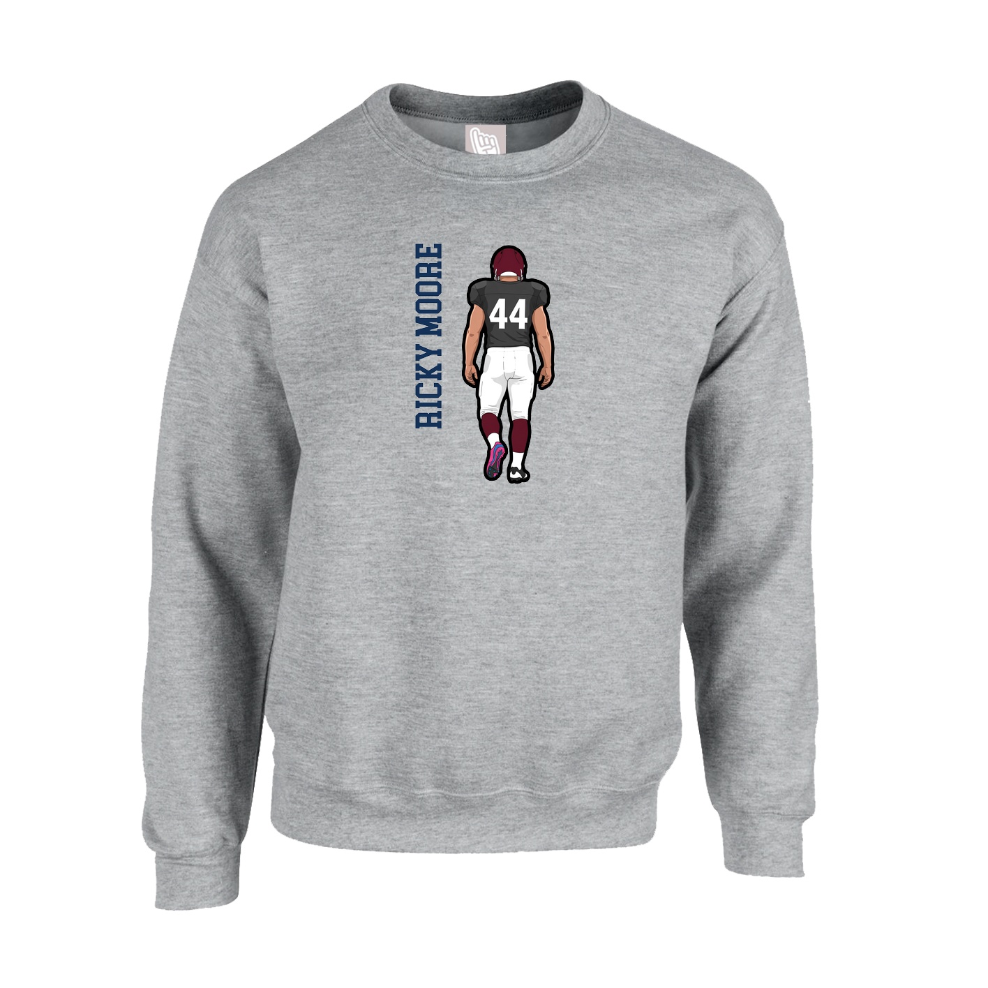 Fleece Crew — Name Vertical in Grey