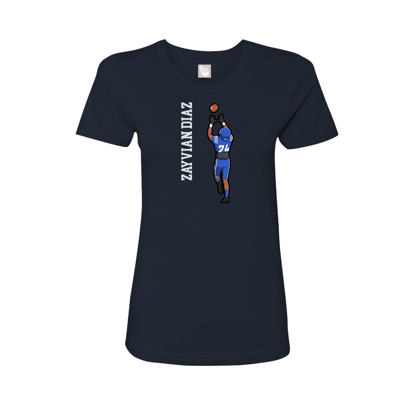 Fitted Women's Tee — Name Vertical in Navy