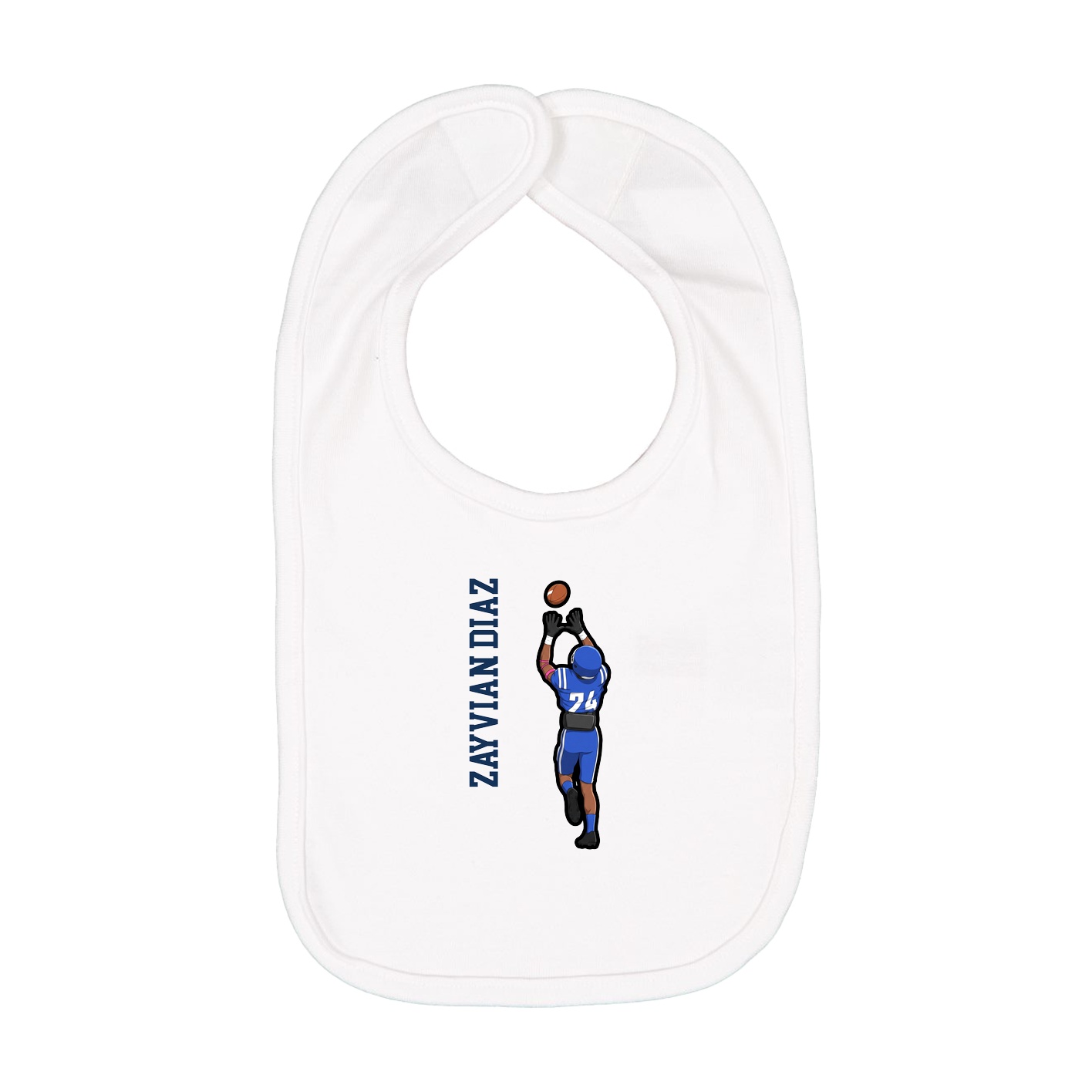 Infant Bib — Name Vertical in White