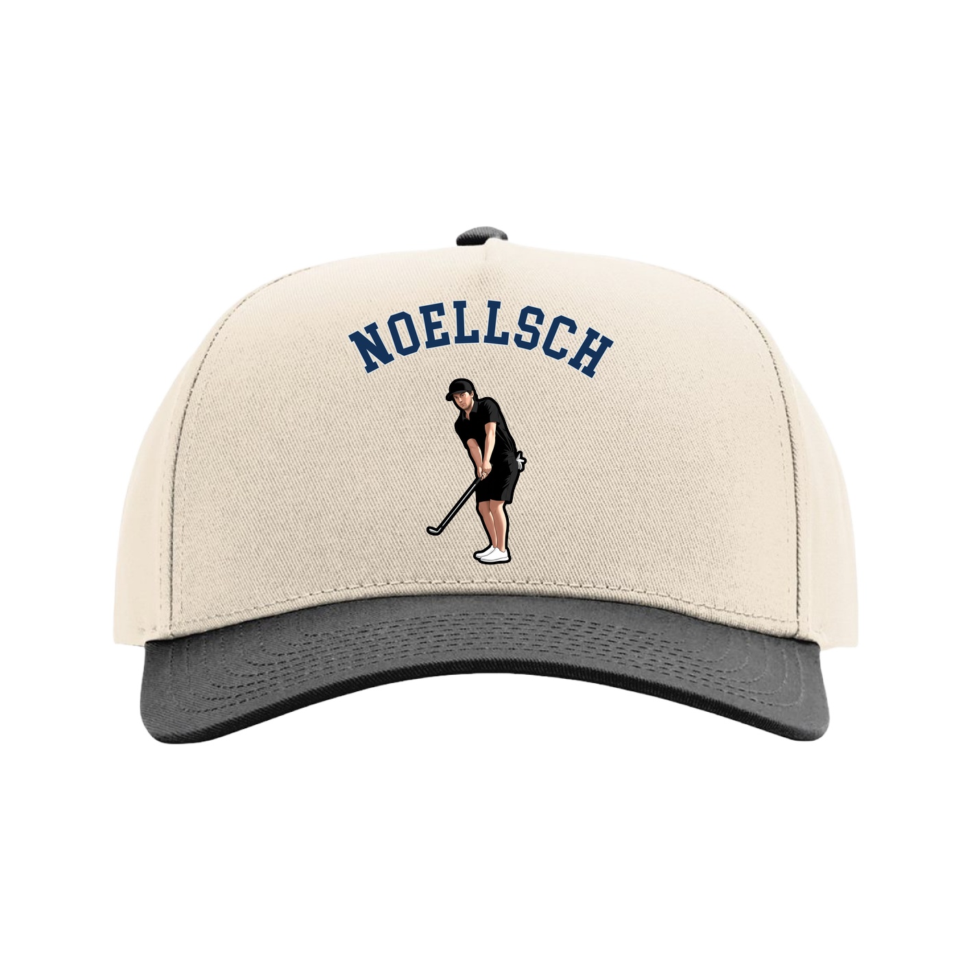 Full Fabric Five-Panel Champ Cap — Shirsey Arch in Cream/Black