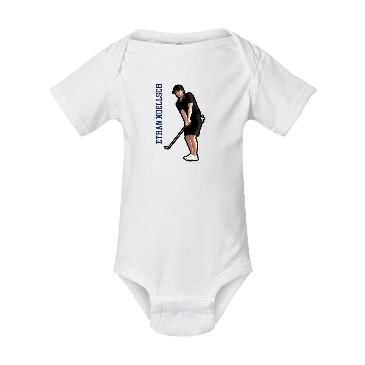 Baby Onesie — Name Vertical in White