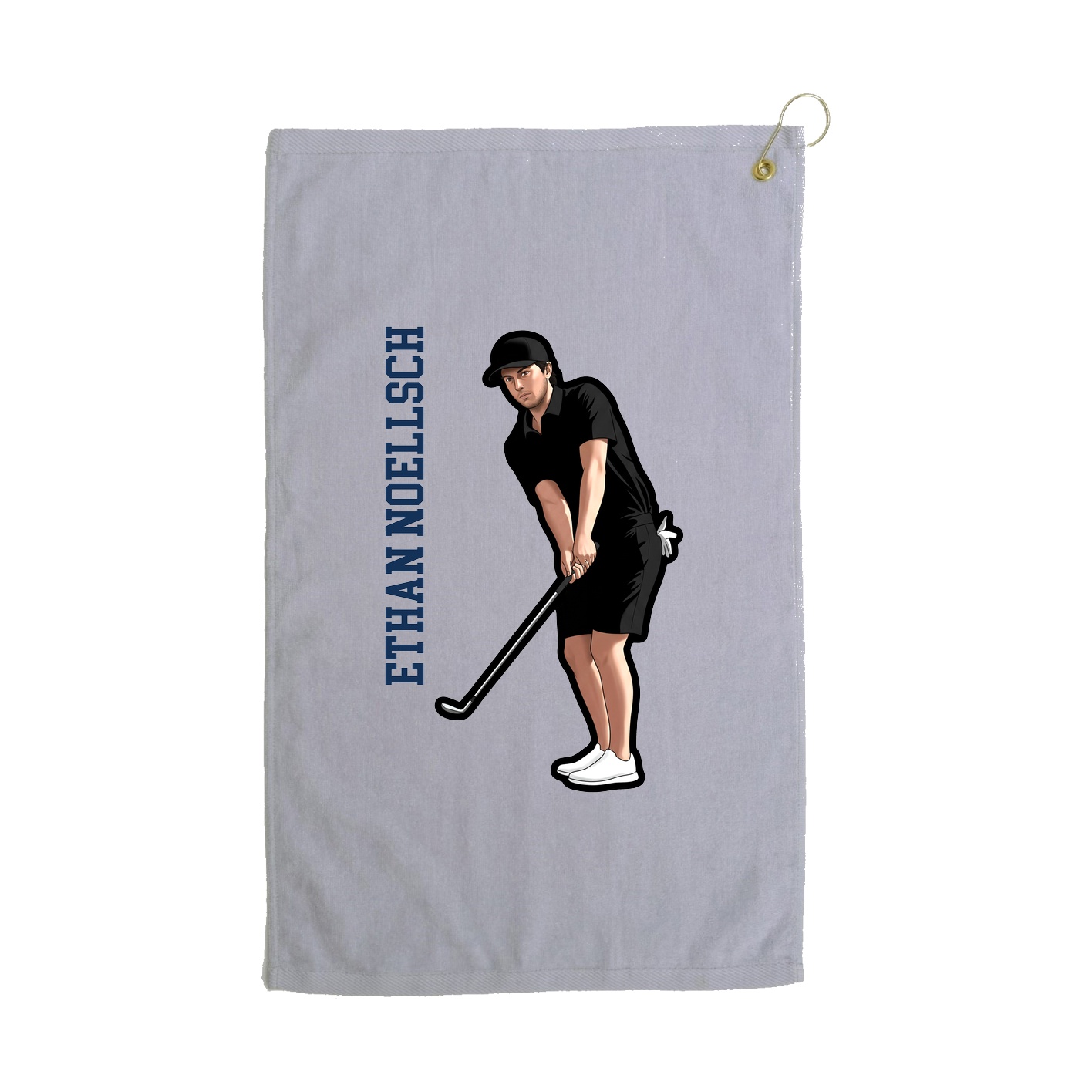 Golf Towel — Name Vertical in Grey