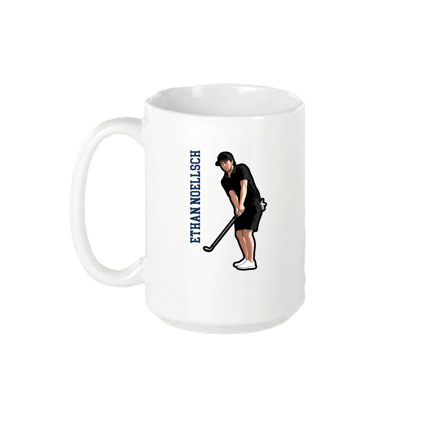 15oz Coffee Mug — Name Vertical in White