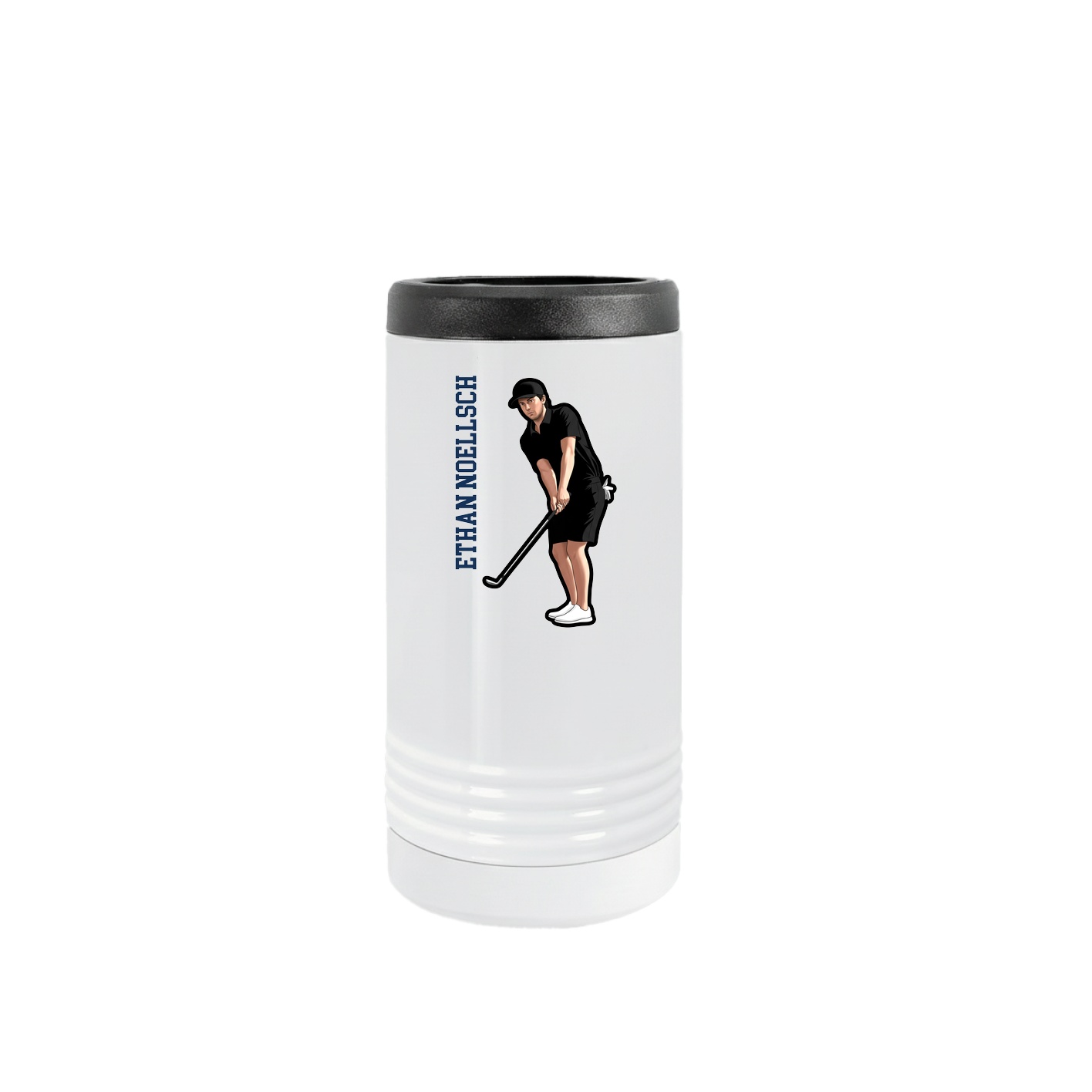 Slim Beverage Holder — Name Vertical in White