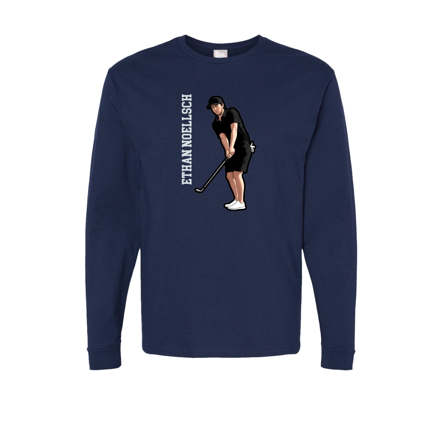 Long Sleeve Tee — Name Vertical in Navy