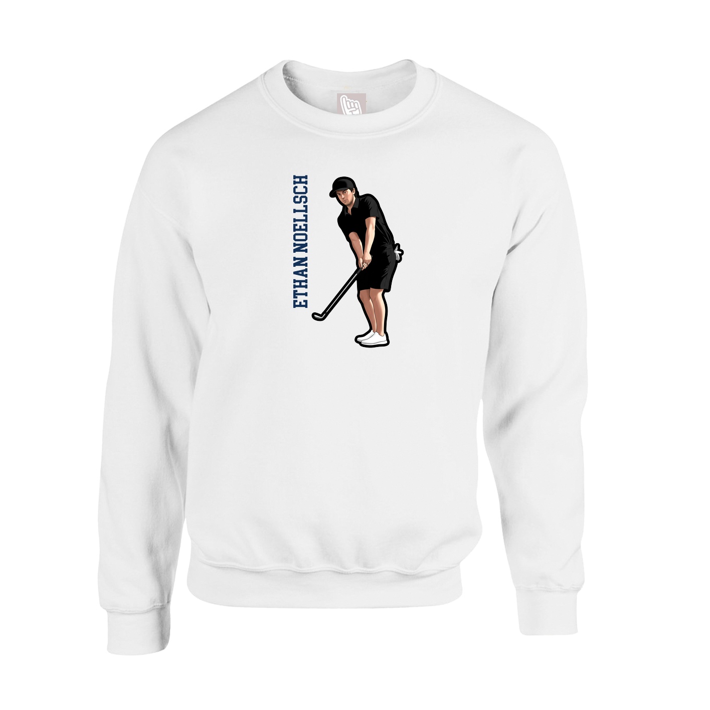 Fleece Crew — Name Vertical in White
