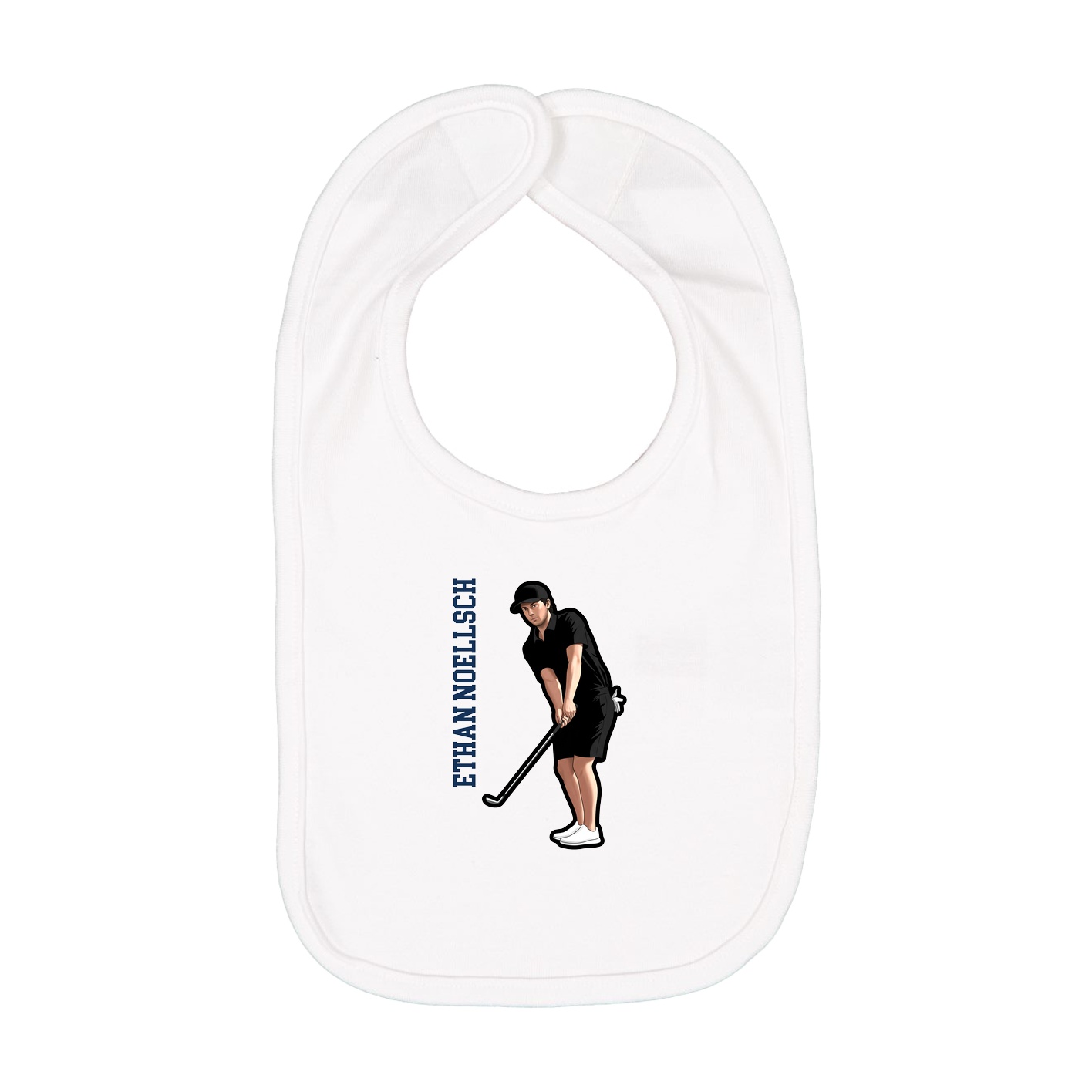 Infant Bib — Name Vertical in White