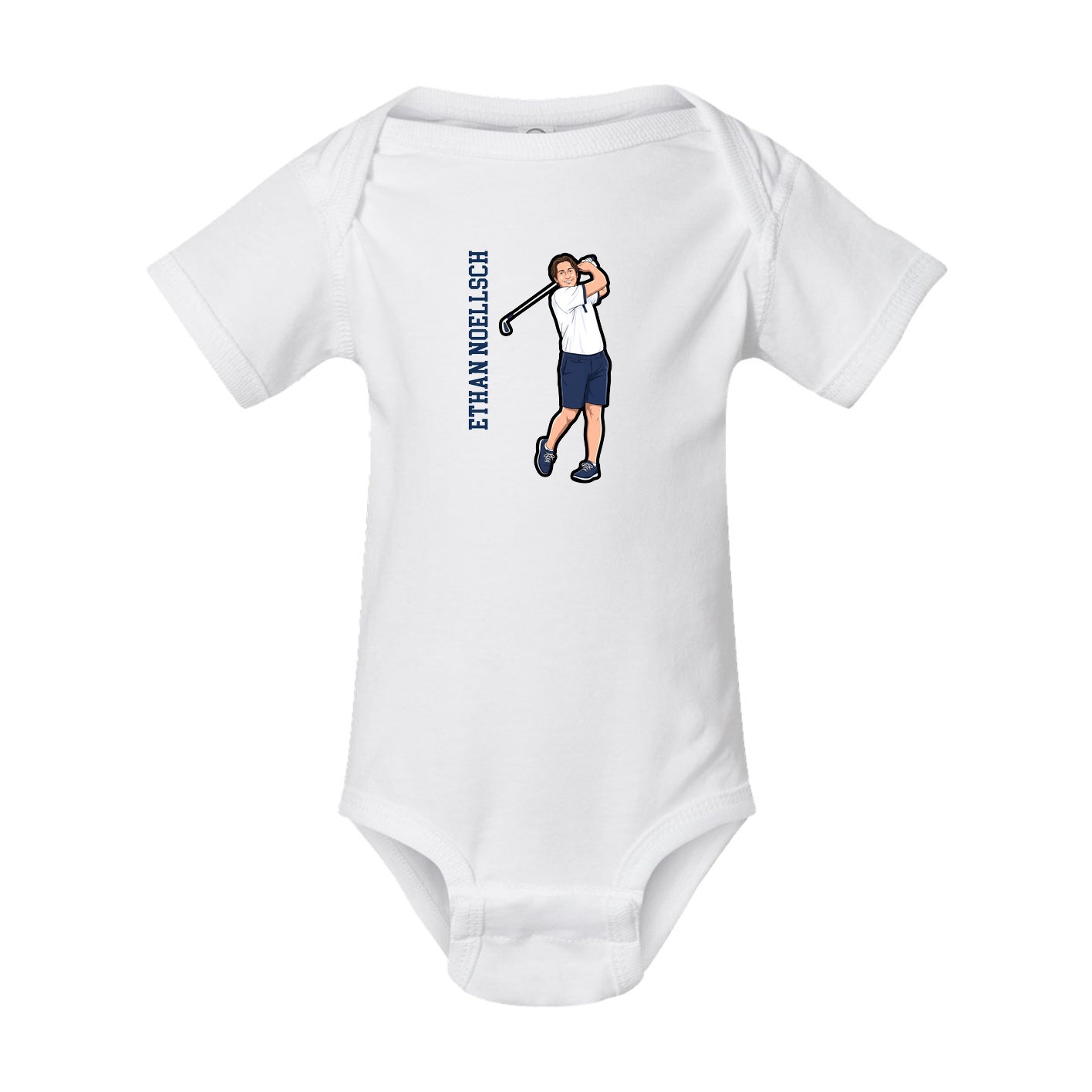 Baby Onesie — Name Vertical in White