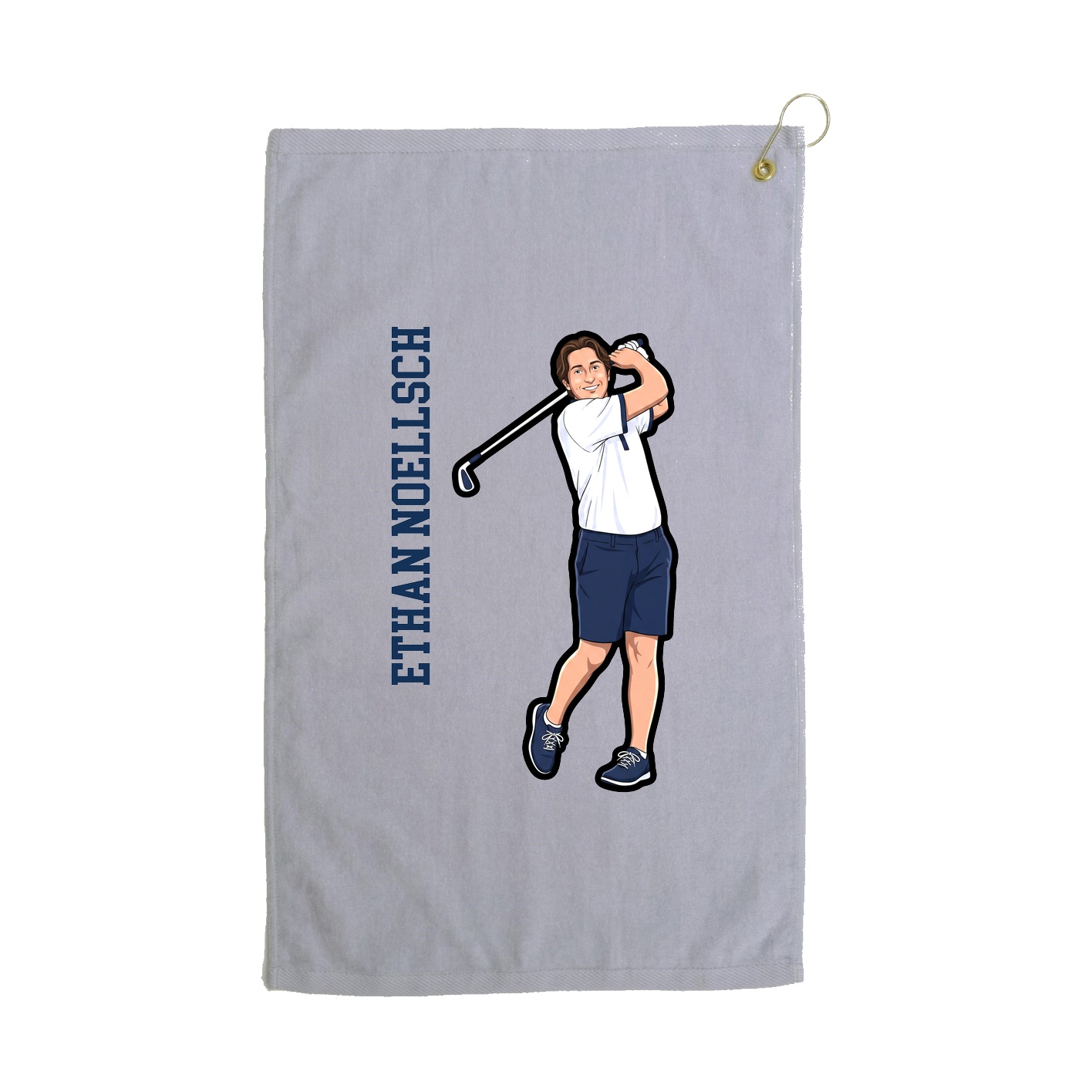 Golf Towel — Name Vertical in Grey