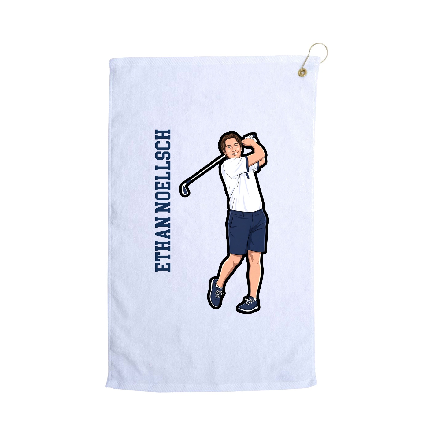 Golf Towel — Name Vertical in White